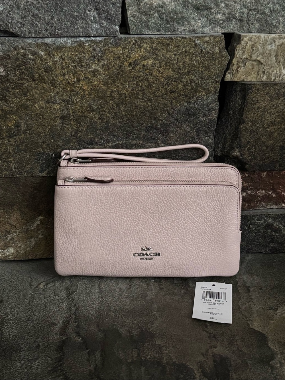 NWT COACH Large Double Zip Wallet Wristlet in Ice Pink